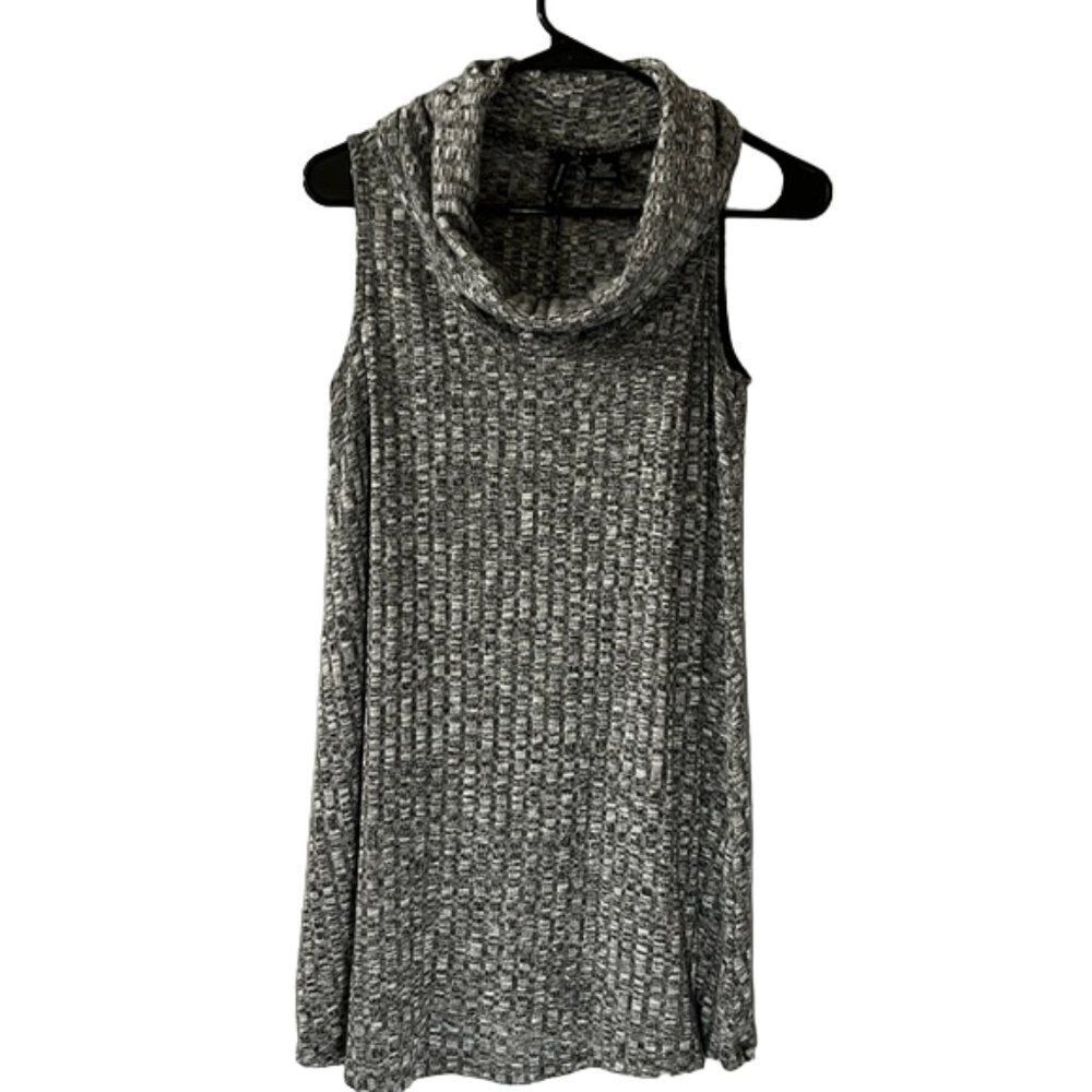 New Directions Gray Ribbed Sleeveless Cowl Neck Sweater Size Small